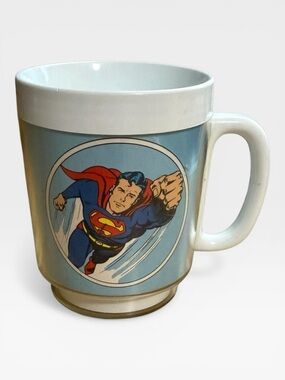 Vintage 1974 Superman Thermo-Serve Insulated Plastic Mug